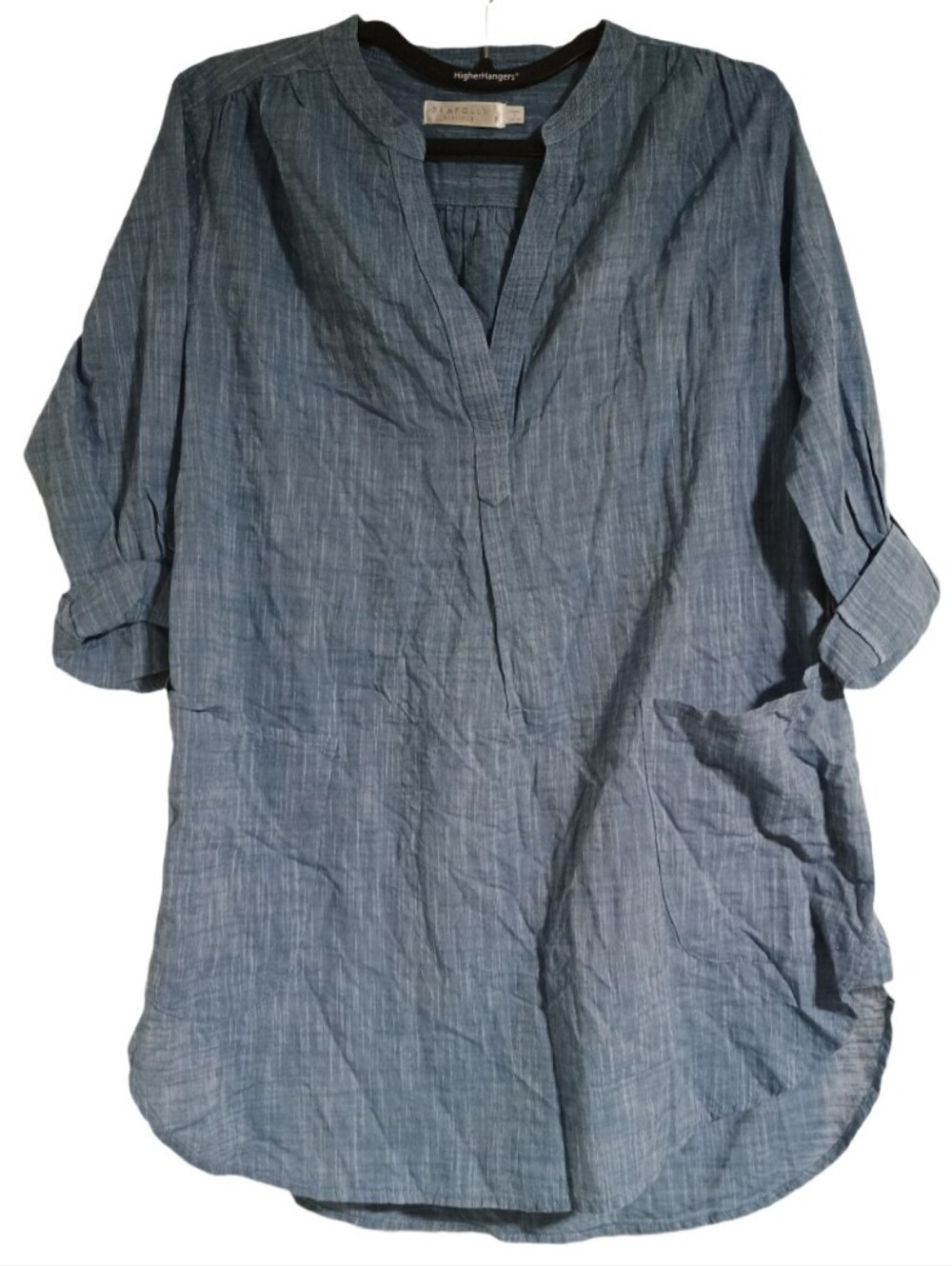 Seafolly Australia Chambray Cotton Boyfriend Beach Shirt Cover Up Tunic S